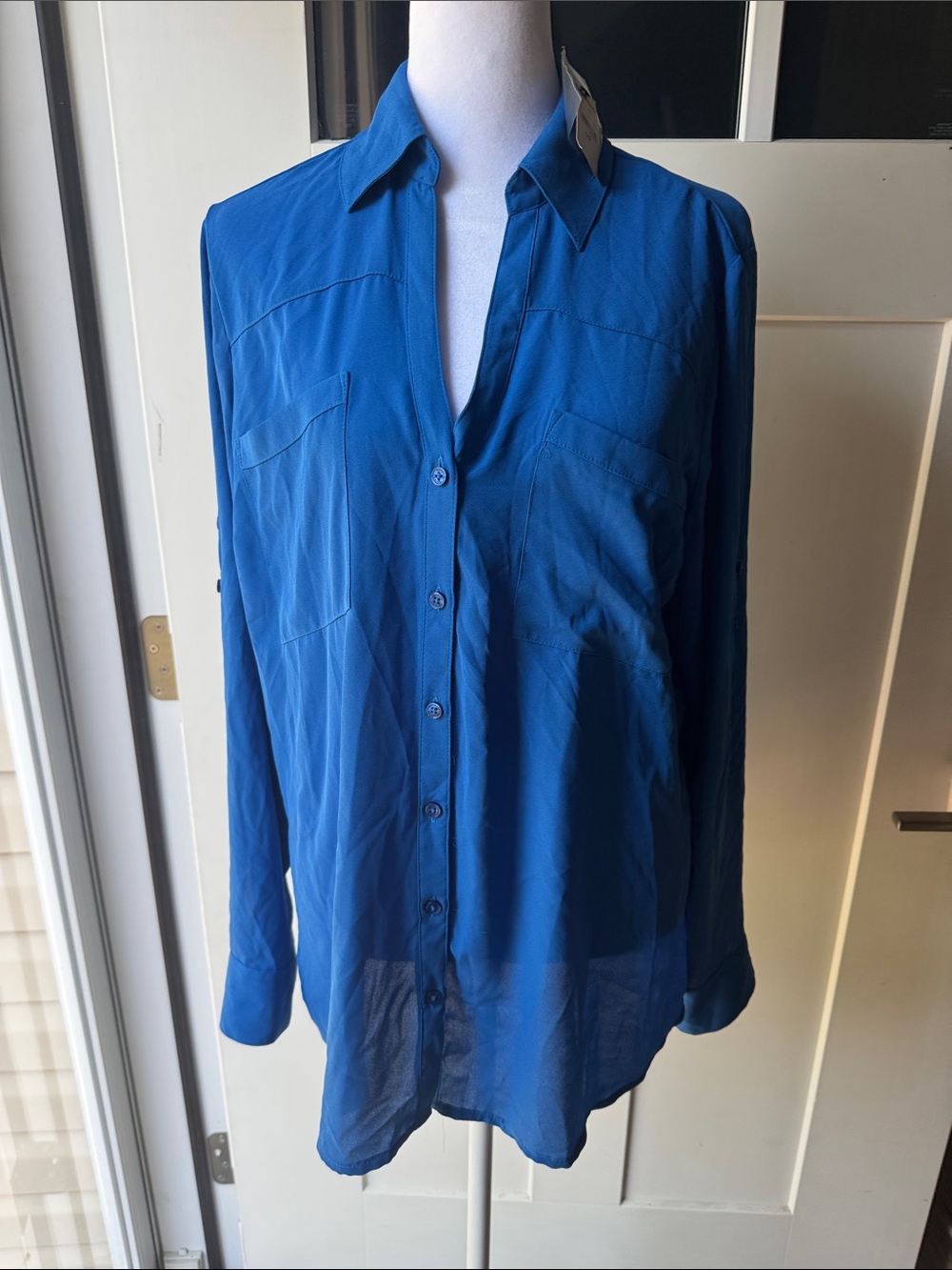 Express Royal Blue Long Sleeve Button Down Shirt